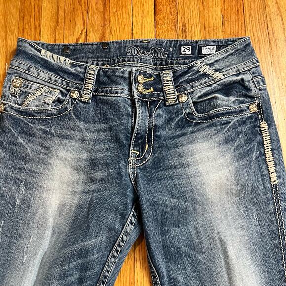 Miss Me Jeans Womens 29 Capri Cropped Bling Western Flap Pocket - Picture 4 of 10